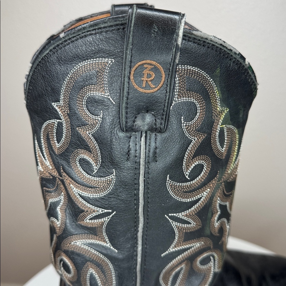 Tony Lama Black and Brown Cowboy Western Leather Boots style RR4001 - 8D - Picture 8 of 16